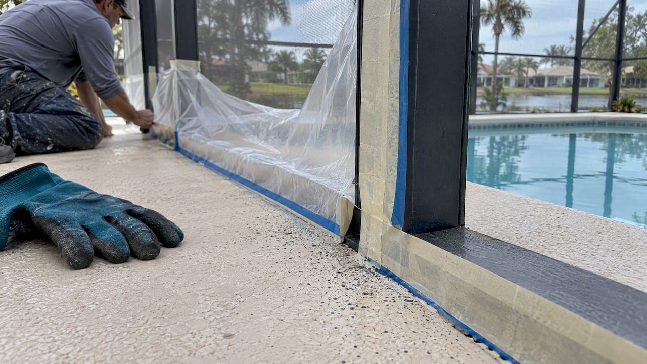 Pool Cage Painting: One Masking Gap Can Leave Overspray on the Deck